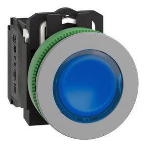 Flush mounted blue Flush caps ill. pb w/ LED 120VAC 1NO+1NC