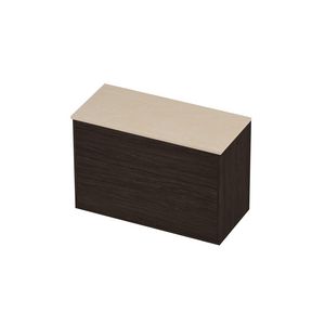 Deck Set Top afdekplaat hardsteen en onderkast tbv grepen 2 laden a-symmetrisch in kader 1000x460x670mm Sand stone/Mokka oak