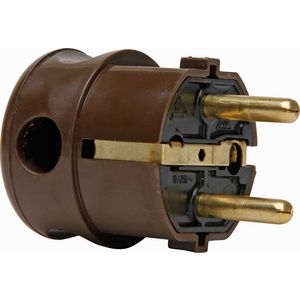 Stekker RA kunststof CEE 7/VII zij-invoer bruin VVE=25