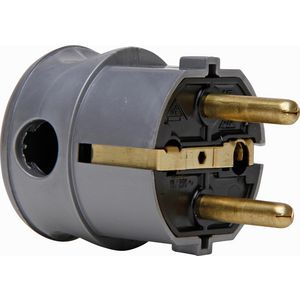 Stekker RA kunststof CEE 7/VII zij-invoer zilver VVE=25