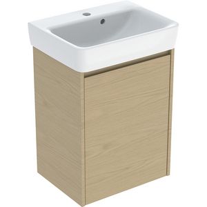 set fontein met onderkast één deur: 50x69.7x38cm Breedte wastafel=50cm Wastafel: wit Corpus Front: eik naturel / Melamine houtstructuur