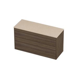 Deck Set Top afdekplaat hardsteen en onderkast tbv grepen 2 laden a-symmetrisch in kader 1200x460x670mm Sand stone/Vital oak