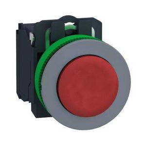 Flush mounted red projecting pushbutton 1NC screw clamp