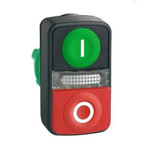 Dubbele drukknop Verzonken/verhoogd 22mm Groen/ro
