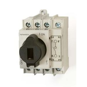 Hoofdschakelaar 4-pol.63 Amp. grijs/zwart IP20