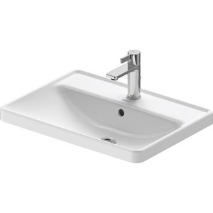 D-NEO #035760 inbouwwastafel 600mm wit met kraangat met overloop geslepen onderzijde