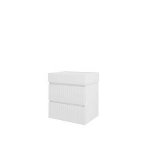 Porselein wastafel LOFT 1 kraangat onderkast 600X460X650 glans wit / glans wit