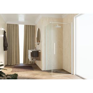 Zijwand Young Fg 91 Ver.91-93Cm Helder Glas Wit Mat