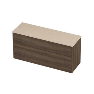 Deck Set Top afdekplaat hardsteen en onderkast tbv grepen 2 laden a-symmetrisch in kader 1400x460x670mm Sand stone/Vital oak
