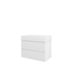 Porselein wastafel LOFT zonder kraangat onderkast 800X460X650 glans wit / glans wit