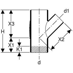 T-stuk 45° 135mm polyethyleen (PE) Silent-db20 geluidsarm