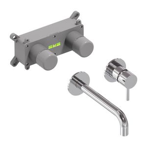 Wandmengkraanset STILO  chroom incl. inbouwbox (mengdeel rechts/ uitloop links) MAY