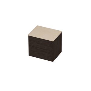 Deck Set Top afdekplaat hardsteen en onderkast tbv grepen 2 laden symmetrisch in kader 600x460x540mm Sand stone/Mokka oak