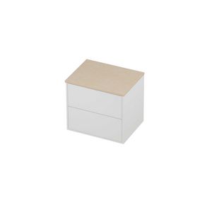 Deck Set Top afdekplaat hardsteen en onderkast tbv grepen 2 laden symmetrisch in kader 600x460x540mm Sand stone/matt white