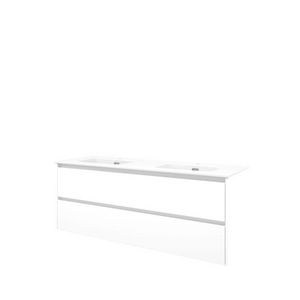 Set Proline porselein Elegant dubb. wastafel wit met 2 kraangaten onderkast symmetrisch mat wit 140x46cm