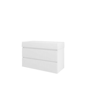 Porselein wastafel LOFT zonder kraangat onderkast 1000X460X650 glans wit / glans wit