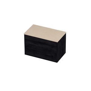 Deck Set Top afdekplaat hardsteen en onderkast tbv grepen 2 laden symmetrisch in kader 800x460x540mm Sand stone/Black oak