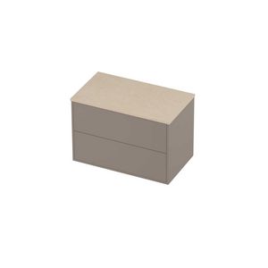 Deck Set Top afdekplaat hardsteen en onderkast tbv grepen 2 laden symmetrisch in kader 800x460x540mm Sand stone/Clay beige