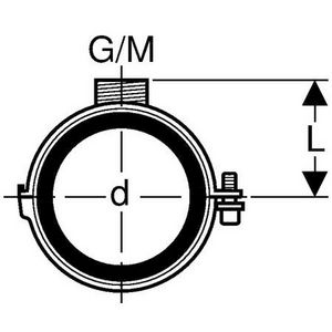 Pijpbeugel met draadbus M10bi. en 1/2"bu. 135mm Silent-db20 Geluidsarm