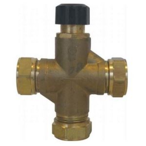 Therm. mengventiel DUCO t-mix DZR (DeZincification Resistant) 30-70°C. 22mm knel