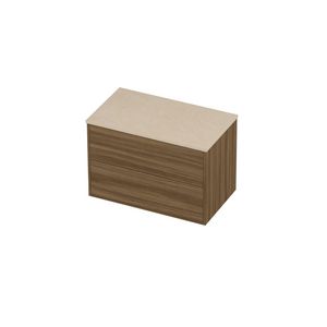 Deck Set Top afdekplaat hardsteen en onderkast tbv grepen 2 laden symmetrisch in kader 800x460x540mm Sand stone/Caramel walnut