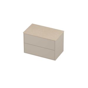 Deck Set Top afdekplaat hardsteen en onderkast tbv grepen 2 laden symmetrisch in kader 800x460x540mm Sand stone/Soft linen