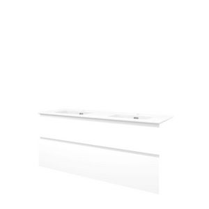 Set Proline porselein Elegant dubb. wastafel wit met 2 kraangaten onderkast asymmetrisch mat wit 140x46cm