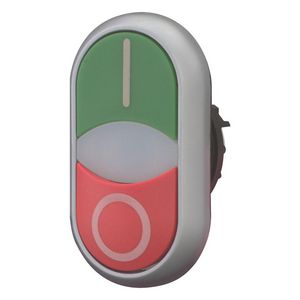 Dubb.drukknop+sign.lamp vlak groen I wit 0 hoog rood VVE=5