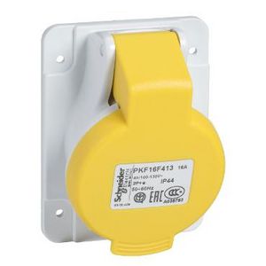 Wandcontactstop Gehoekt 2P+A 16A 100-130V AC 4h PratiKa