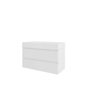 Porselein wastafel LOFT 2 kraangat onderkast 1000X460X650 glans wit / glans wit