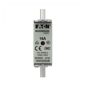 Zekering laagsp. 16A AC 500V NH000 gL/gG dubbele mel VVE=3