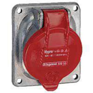 Inbouw Wandcontactdoos 400V 63A 4P IP44 metaal rood Hypra