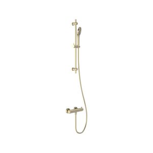 Douchecombinatie thermostatisch hoh 150mm incl. glijstangcombi geborsteld  mat goud PVD MAY