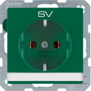 Wandcontactdoos opdruk tekstveld SCHUKO groen fluweel Q.1