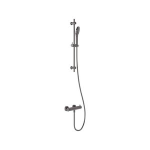 Douchecombinatie thermostatisch hoh 150mm incl. glijstangcombi geborsteld  carbon black PVD MAY
