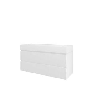 Porselein wastafel LOFT zonder kraangat onderkast 1200X460X650 mat wit / glans wit