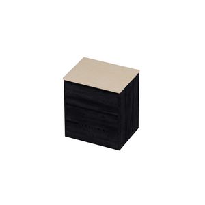 Deck Set Top afdekplaat hardsteen en onderkast greeploos 2 laden a-symmetrisch in kader 600x460x670mm Sand stone/Black oak