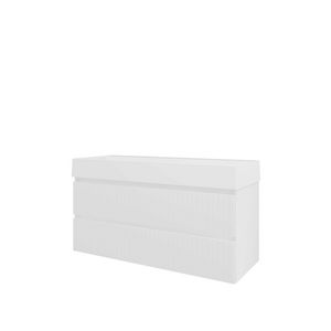 Porselein wastafel LOFT 1 kraangat onderkast 1200X460X650 mat wit / glans wit