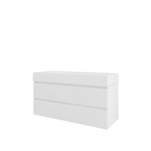 Porselein wastafel LOFT 2 kraangat onderkast 1200X460X650 glans wit / glans wit