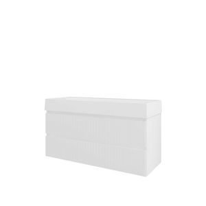 Porselein wastafel LOFT 2 kraangat onderkast 1200X460X650 mat wit / glans wit