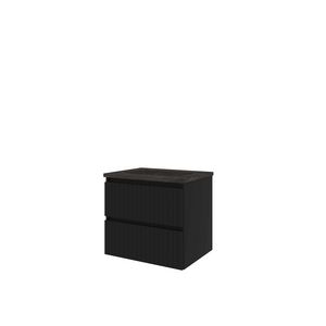 Hardsteen wastafel Blue Stone zonder kraangat onderkast 600X460X545 mat zwart