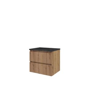 Hardsteen wastafel Blue Stone 1 kraangat onderkast 600X460X545 Urban oak