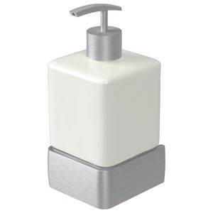 Zeepdispenser geborsteld aluminium keramiek ALINE