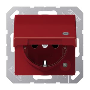 Wandcontactdoos rood slagvast klapd.& contr.lamp A500