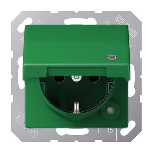 Wandcontactdoos groen slagvast klapd.&contr.lamp A500