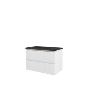 Hardsteen wastafel Blue Stone zonder kraangat onderkast 800X460X545 glans wit