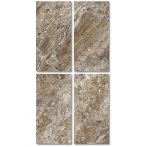 Keramische slab tegels set van 4 tegels met doorlopende vormgeving Earth glossy 60x0,6x120cm