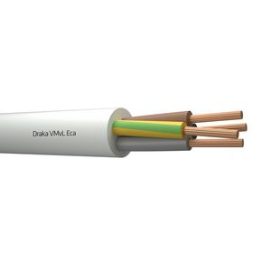 Haspel a 1000m. soepel vinylsnoer H05VV-F VmVL Eca wit 4G1mm² (geel/groen-blauw-bruin-zwart)