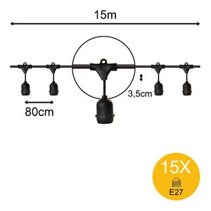 Pendel verlichting E27 15 E27 fittingen L=15m.