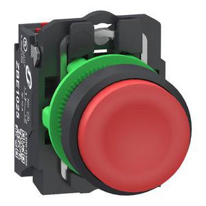 Drukknop Harmony XB5 grijs Plastic uitstekend rood 22mm veer
